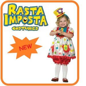 Toddlers Clown Costume Girls 3-4T for Halloween Birthday Party  Dress Up NEW